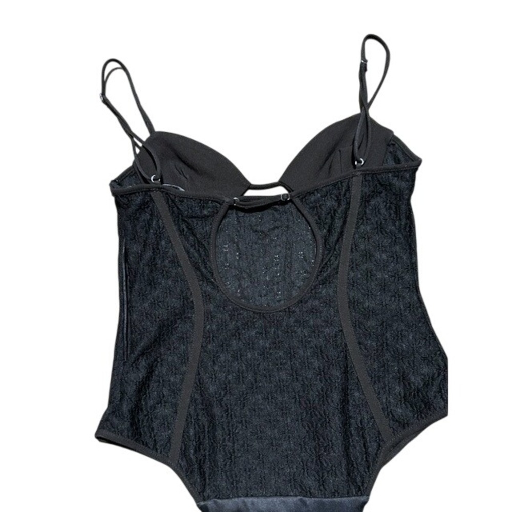 Zara Black Lace Corset Bodysuit Soft Goth Witchy Vamp Dark Romance Edgy Small - Picture 9 of 11